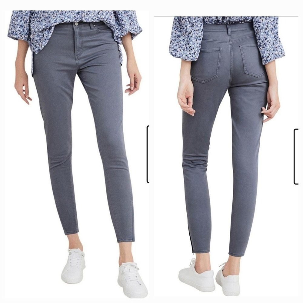 Witchery Skinny Jeans Womens US 4 Grey Ankle Zip European Denim Chic Minimalist